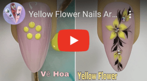 Yellow Flower Nails Art For Beginner